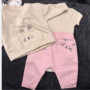 Carter's Cream and Pink Animal Face Baby Outfit